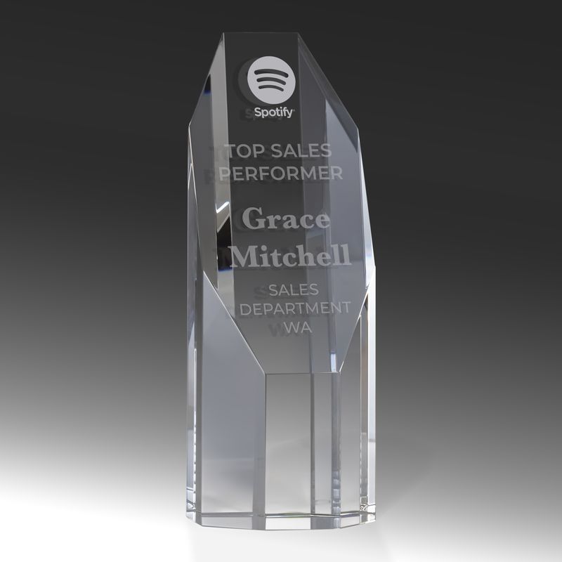 8 sided face cube Crystal Award 165mm
