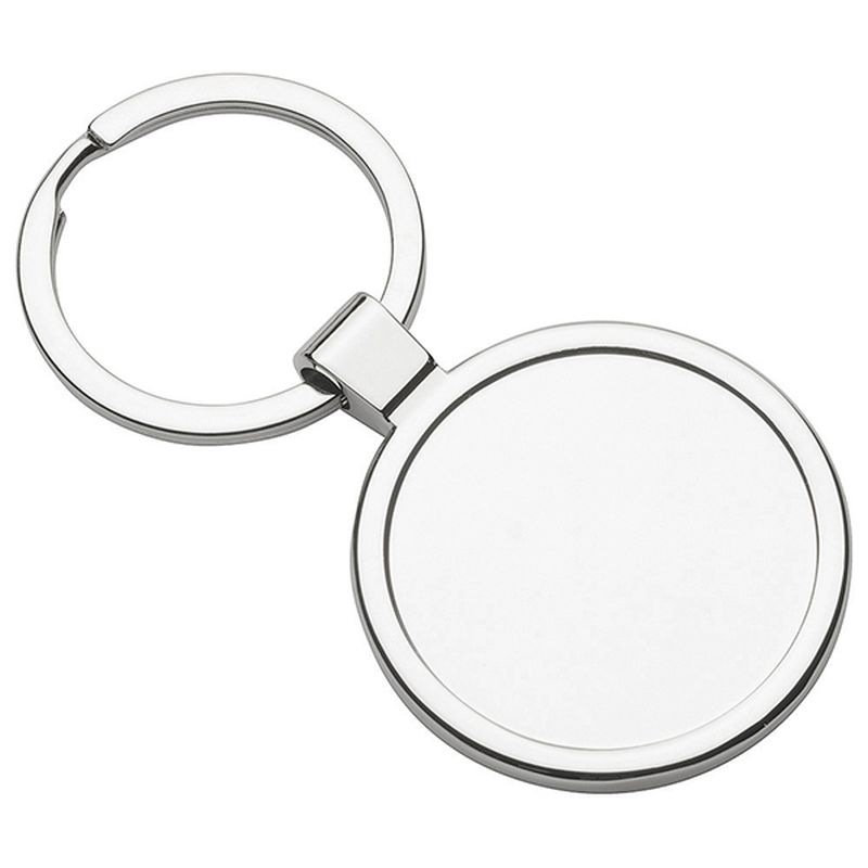 Shiny Metal Keychain with Split Ring. Presented in Black 2 Part Gift Box Gift Boxes 35mm