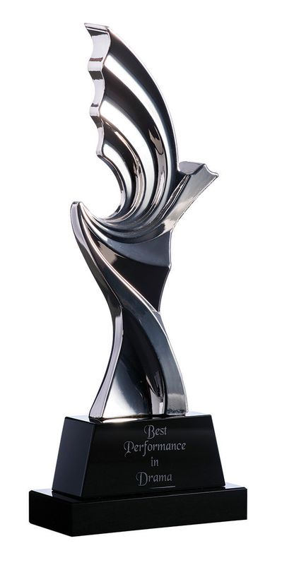 Silver figurine on black crystal base Award 270mm